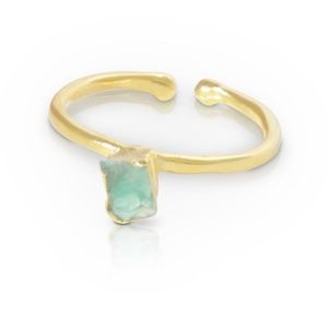Adjustable stacking ring chrysoprase stone gold